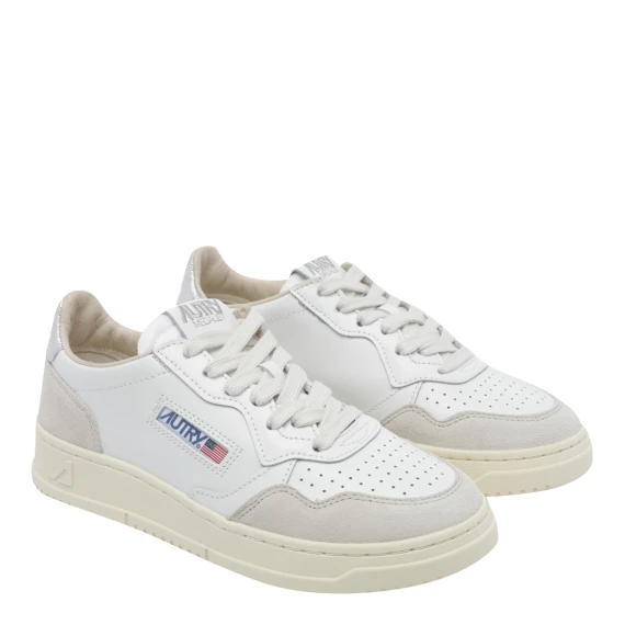 White and Pink Medalist Sneakers