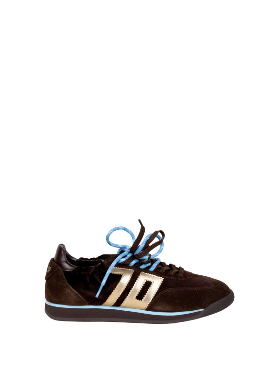 Sneakers marroni con dettagli oro