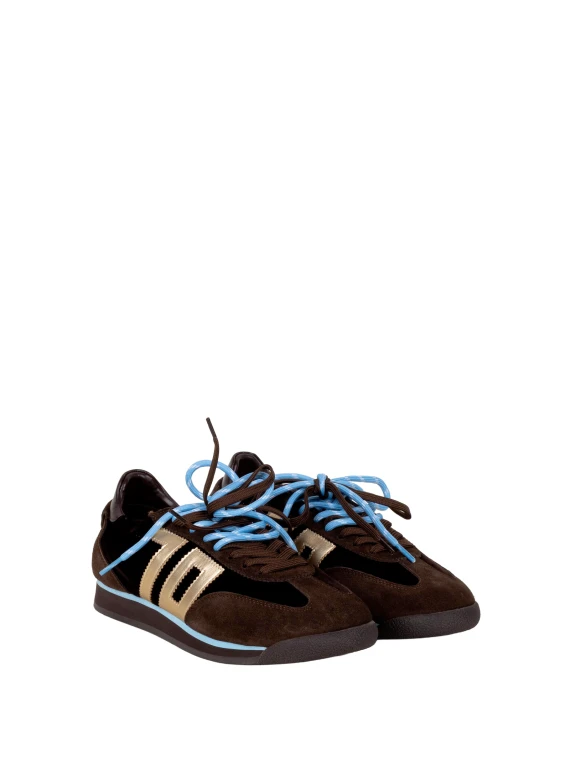 Sneakers marroni con dettagli oro back 70