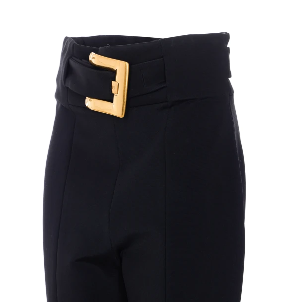 high waist belted compact viscose pants