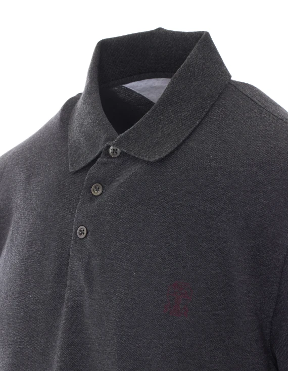 Polo in cotone grigio scuro BRUNELLO CUCINELLI