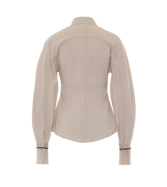 Beige Shirt with Frontal Buttons Closure BRUNELLO CUCINELLI