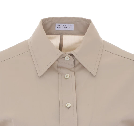 Beige Shirt with Frontal Buttons Closure BRUNELLO CUCINELLI