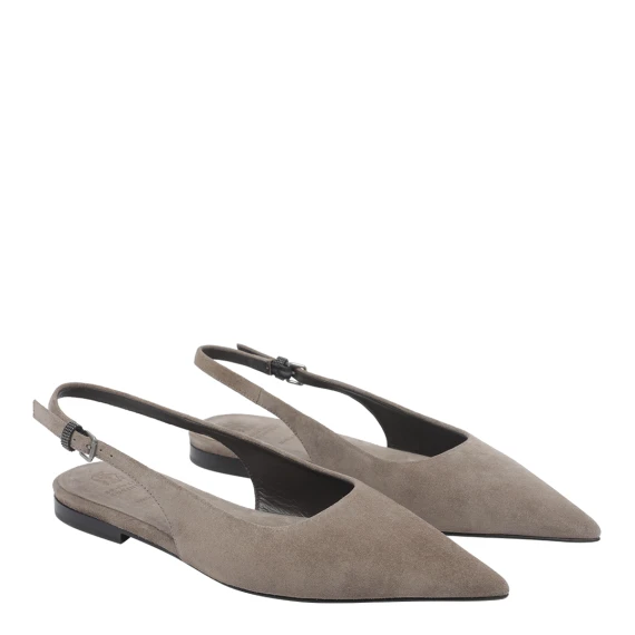 Grey suede slingback shoes BRUNELLO CUCINELLI