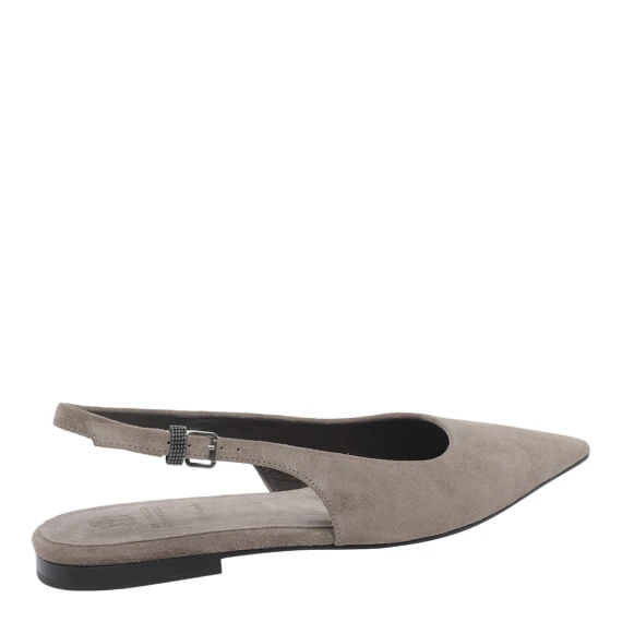 Grey suede slingback shoes BRUNELLO CUCINELLI