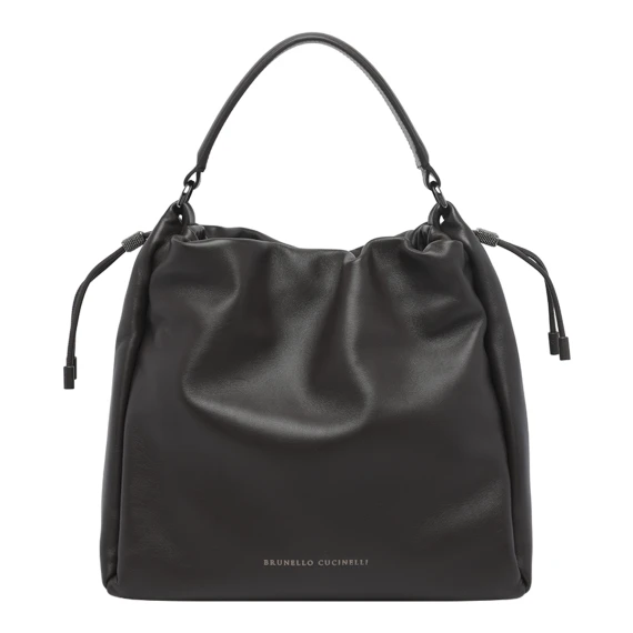 Dark brown calfskin crossbody bag BRUNELLO CUCINELLI