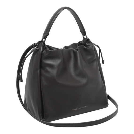 Dark brown calfskin crossbody bag BRUNELLO CUCINELLI