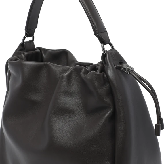 Dark brown calfskin crossbody bag BRUNELLO CUCINELLI