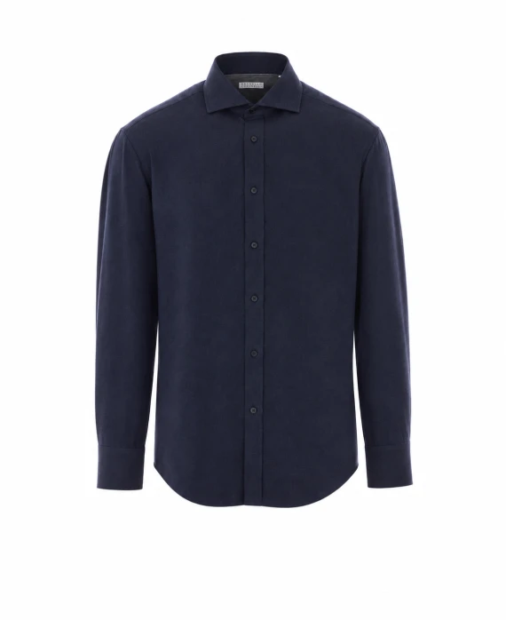 Camicia blu con tasca sul petto
