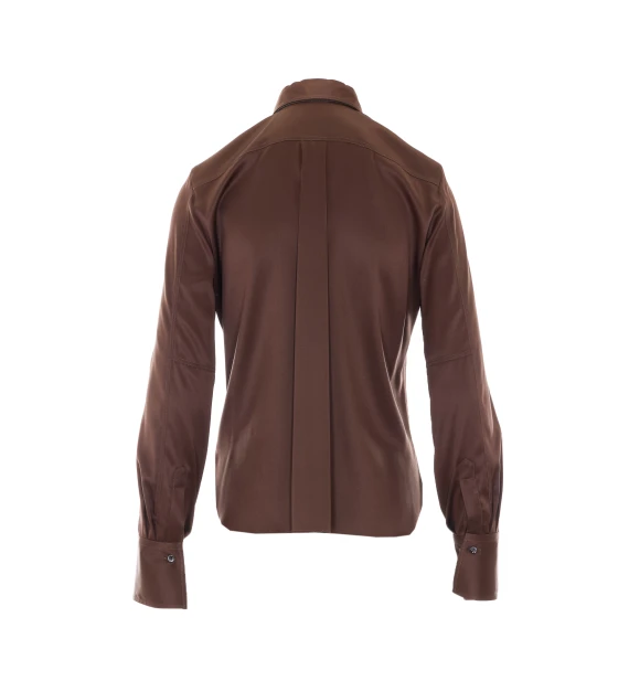 Camicia marrone in seta BRUNELLO CUCINELLI