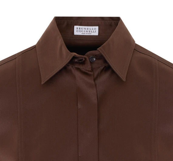 Camicia marrone in seta BRUNELLO CUCINELLI
