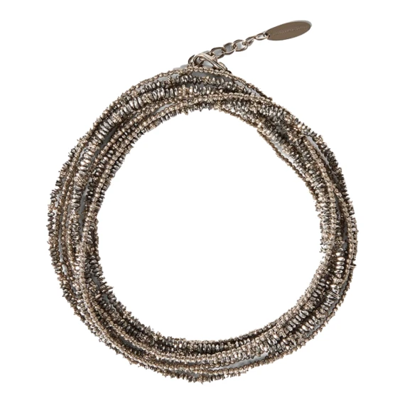 Silver Hematite and Sterling Wrap Bracelet BRUNELLO CUCINELLI