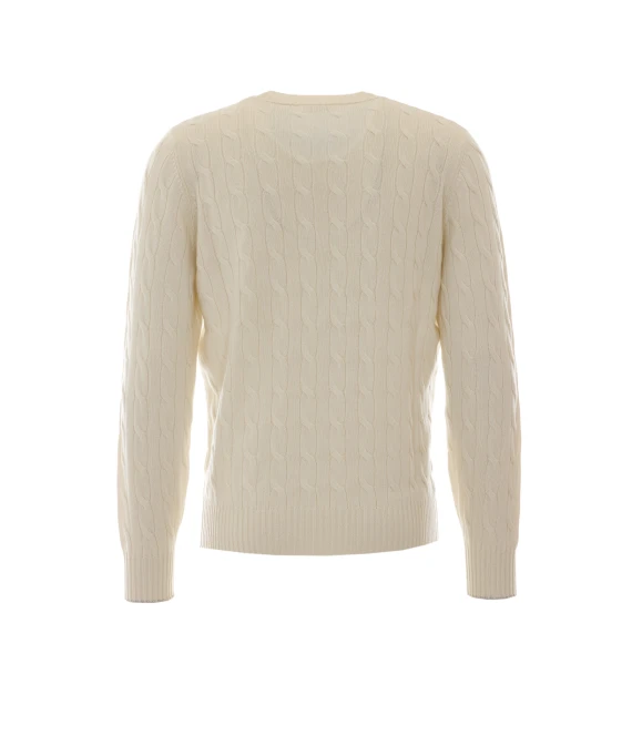 White cashmere crew neck sweater BRUNELLO CUCINELLI
