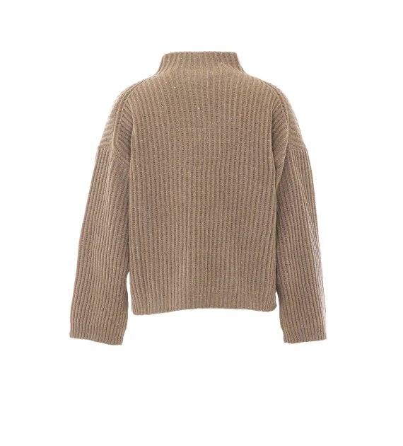 Beige cashmere and merino wool crewneck sweater BRUNELLO CUCINELLI