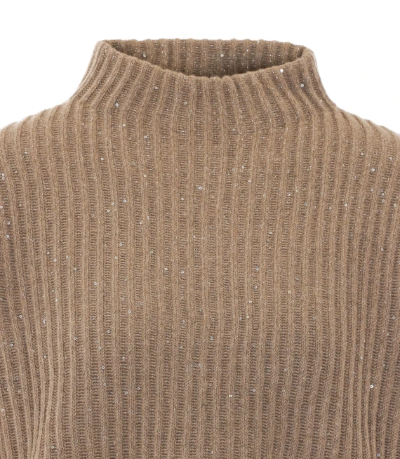 Beige cashmere and merino wool crewneck sweater BRUNELLO CUCINELLI
