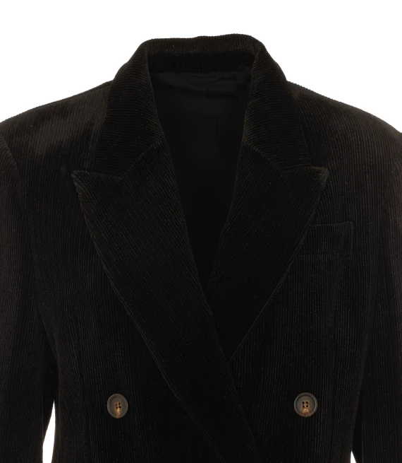Black Velvet Double Breasted Buttons Closure BRUNELLO CUCINELLI