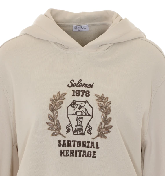 Warm white cotton hoodie BRUNELLO CUCINELLI