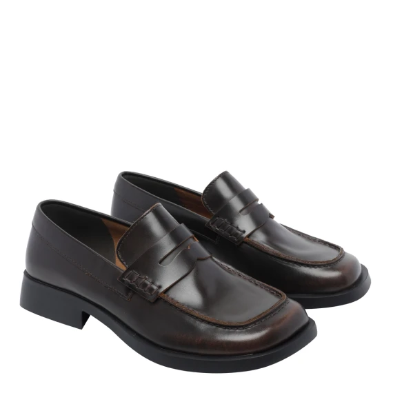 Donna brown leather loafers camper