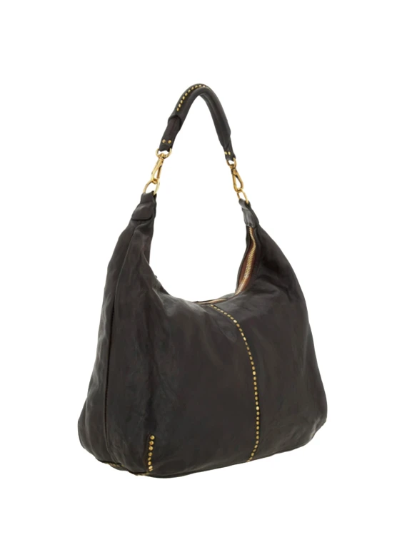 Borsa hobo a spalla marrone scuro campomaggi