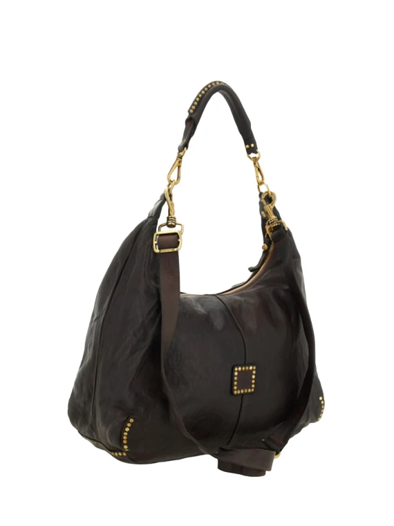 Borsa hobo a spalla marrone scuro campomaggi