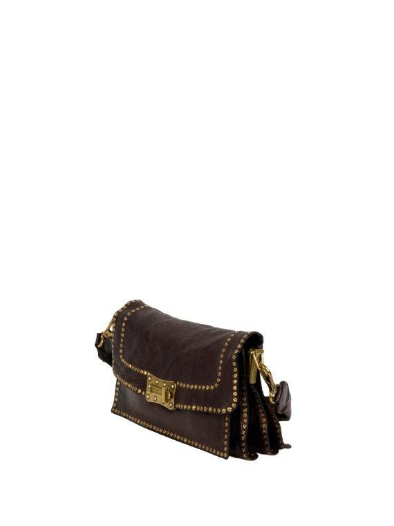 Anese dark brown calfskin crossbody bag campomaggi