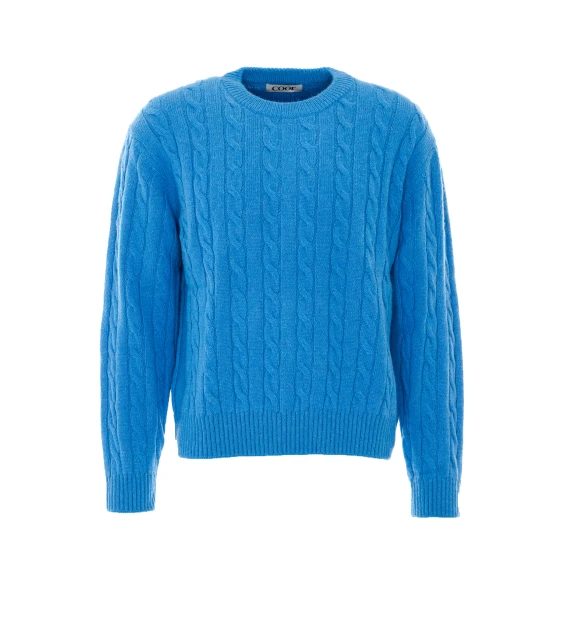 Maglione blu a trecce