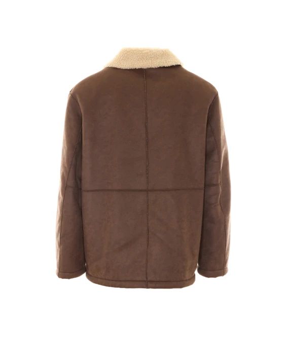 Brown short jacket with teddy-style lapel collar COOR
