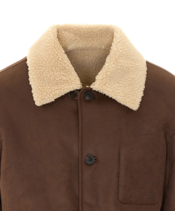 Brown short jacket with teddy-style lapel collar COOR