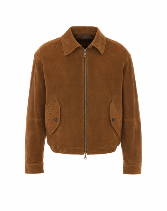 Giacca in pelle di capra marrone