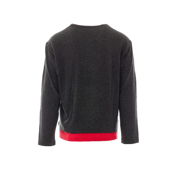 Dark grey Henley sweater with red trims COOR