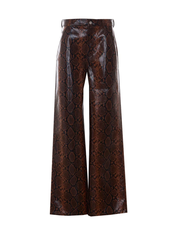 Brown Python Print Pants DES PHEMMES
