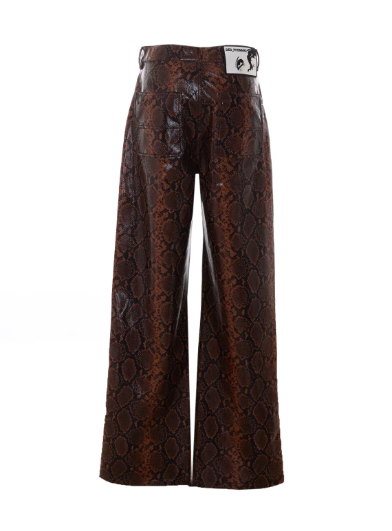 Brown Python Print Pants DES PHEMMES