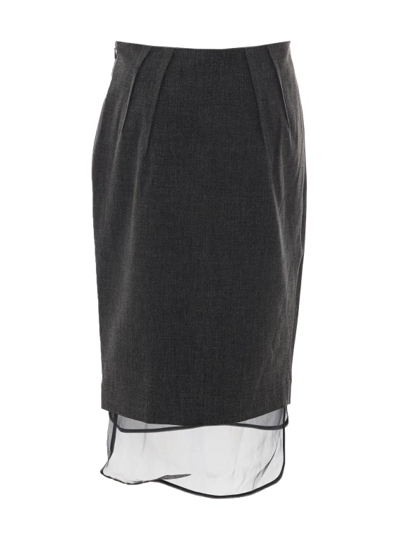 Grey Layered Pencil Skirt DES PHEMMES