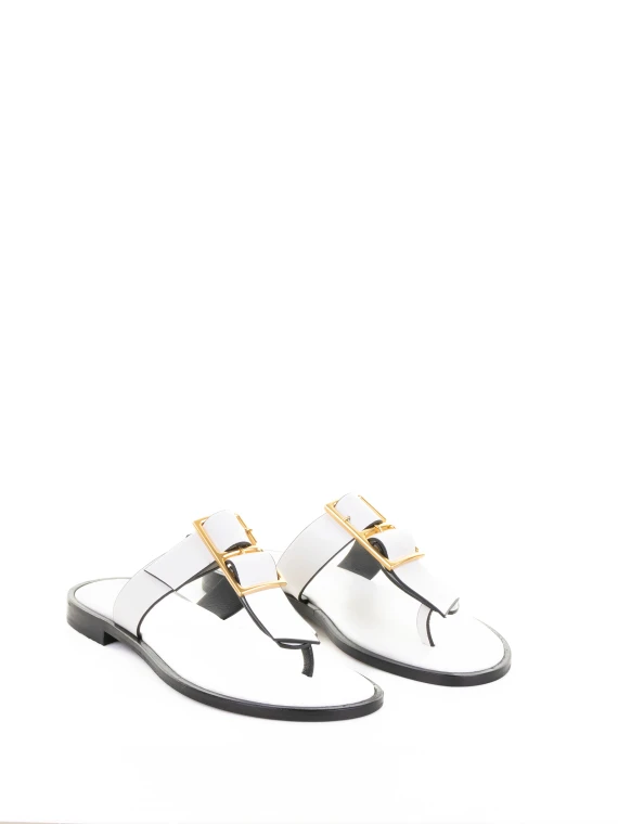 White Leather Flip Flop Sandal