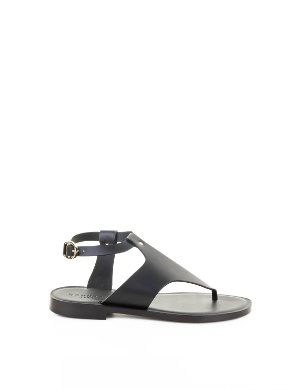 Black Leather Flip Flop Sandal
