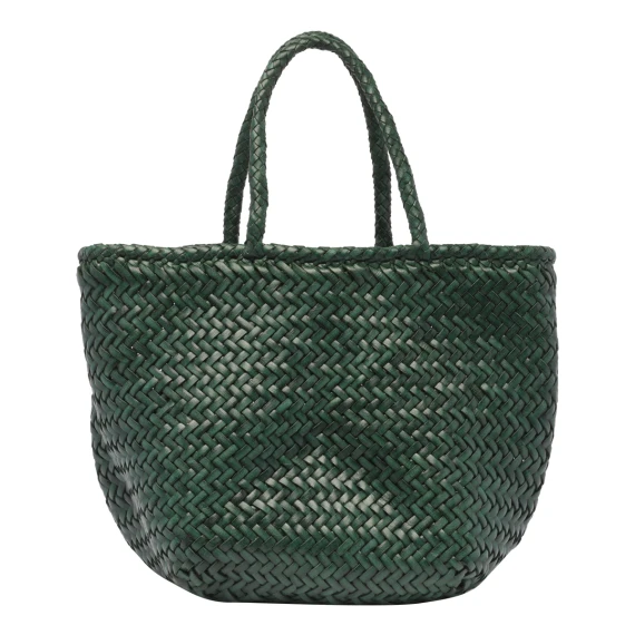 Borsa a secchiello in pelle di vitello verde scuro