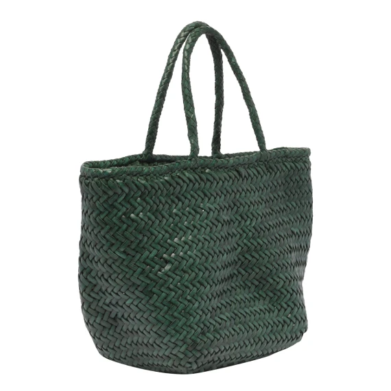 Borsa a secchiello in pelle di vitello verde scuro DRAGON DIFFUSION