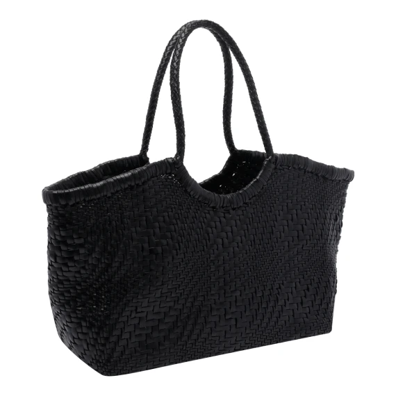 Black calf leather tote bag DRAGON DIFFUSION