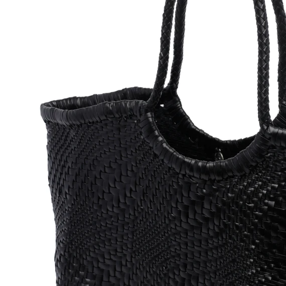 Black calf leather tote bag DRAGON DIFFUSION