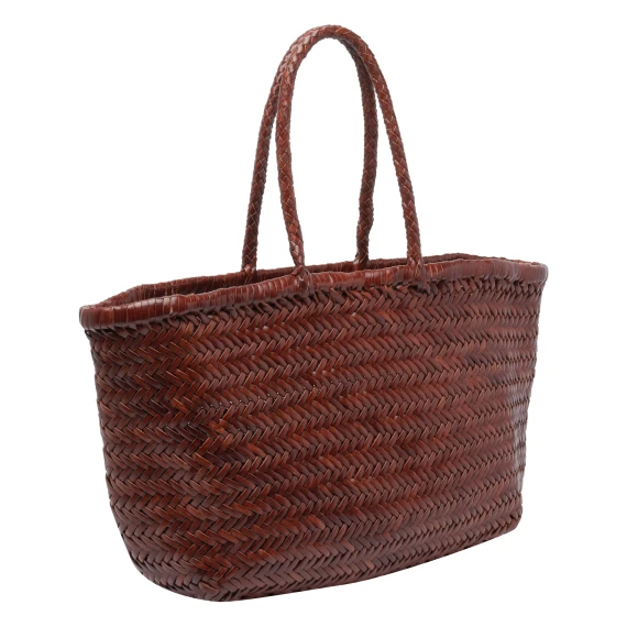 Borsa a cestino Bamboo Triple Jump marrone in pelle di vitello di bufalo DRAGON DIFFUSION