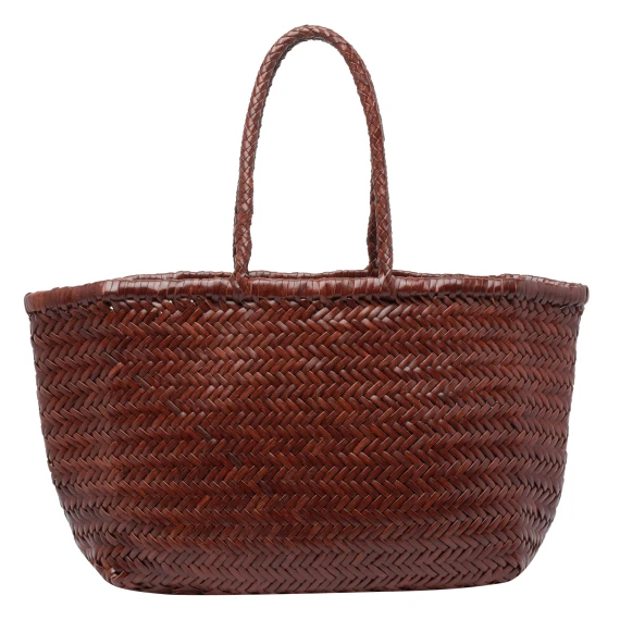 Borsa a cestino Bamboo Triple Jump marrone in pelle di vitello di bufalo DRAGON DIFFUSION