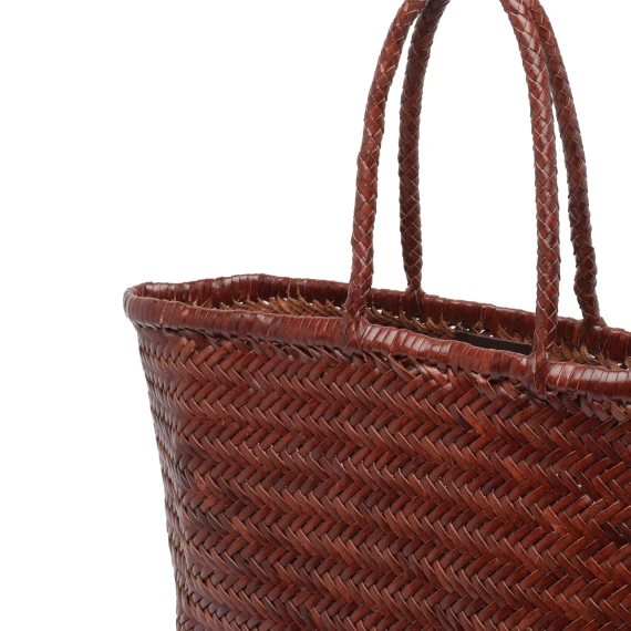 Borsa a cestino Bamboo Triple Jump marrone in pelle di vitello di bufalo DRAGON DIFFUSION