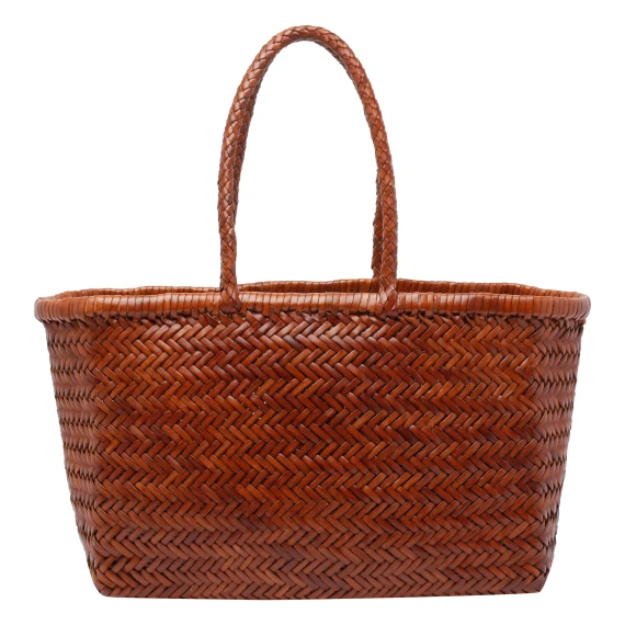 Triple Jump brown calf leather shoulder bag DRAGON DIFFUSION