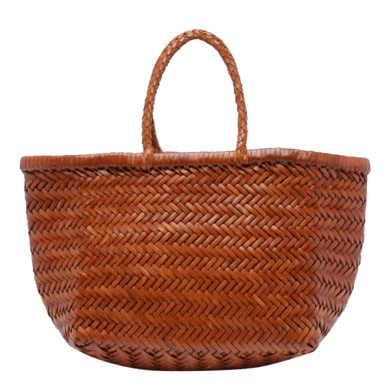 Brown calf leather Triple Jump tote bag DRAGON DIFFUSION
