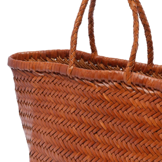 Brown calf leather Triple Jump tote bag DRAGON DIFFUSION