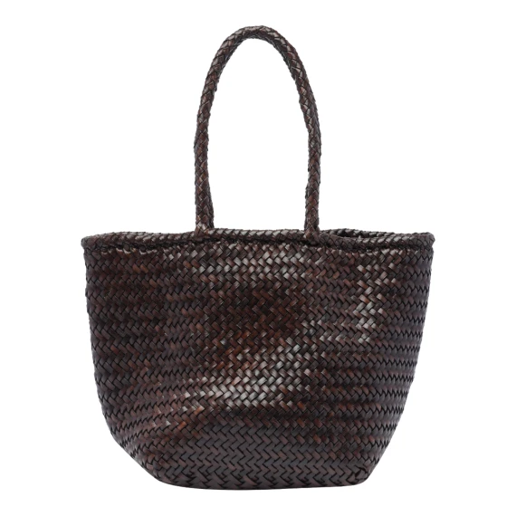 Dark brown calf leather basket bag DRAGON DIFFUSION