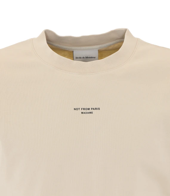 T-shirt beige chiaro in cotone con logo DROLE DE MONSIEUR