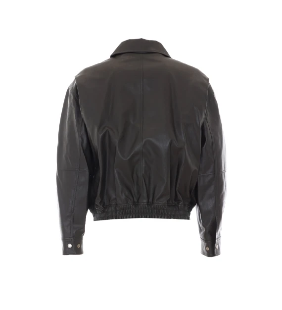 Dark grey faux leather bomber jacket DUNST