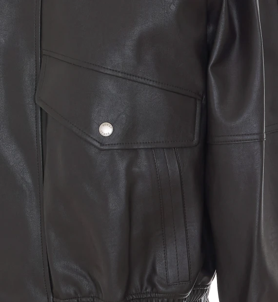 Dark grey faux leather bomber jacket DUNST