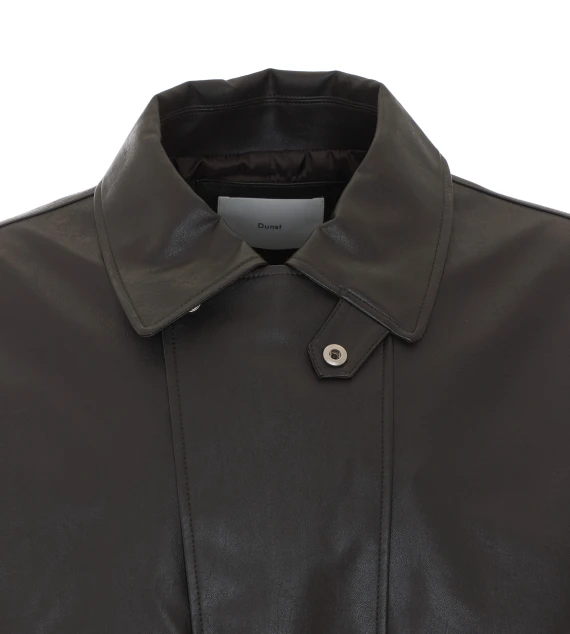 Dark grey faux leather bomber jacket DUNST